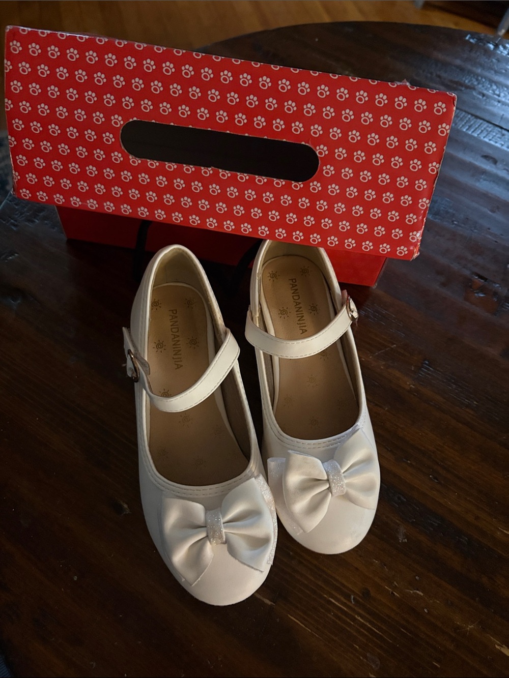 Pandanina Girls White Bow Mary Jane Kids Shoes